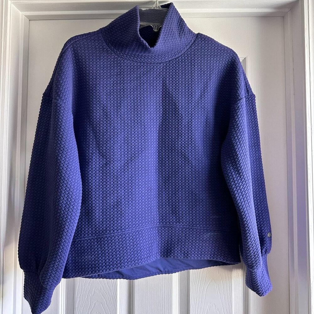 Calia Purple Cloud Mock Neck Textured Pullover